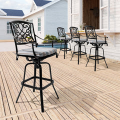 Aluminum Swivel Outdoor Bar Stool Set of 2 with Sunbrella Cushions