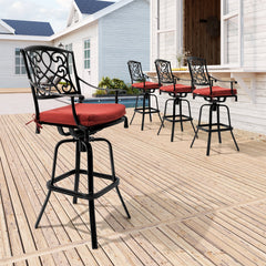 Aluminum Swivel Outdoor Bar Stool Set of 2 with Sunbrella Cushions
