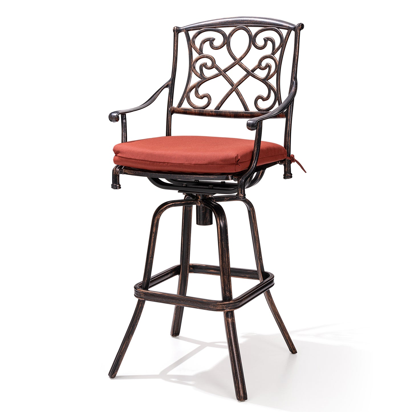 Crestlive Products Heavy Duty Cast Aluminum Frame Swivel Bar Stool with Sunbrella Cushion