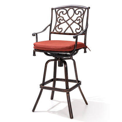 Crestlive Products Heavy Duty Cast Aluminum Frame Swivel Bar Stool with Sunbrella Cushion