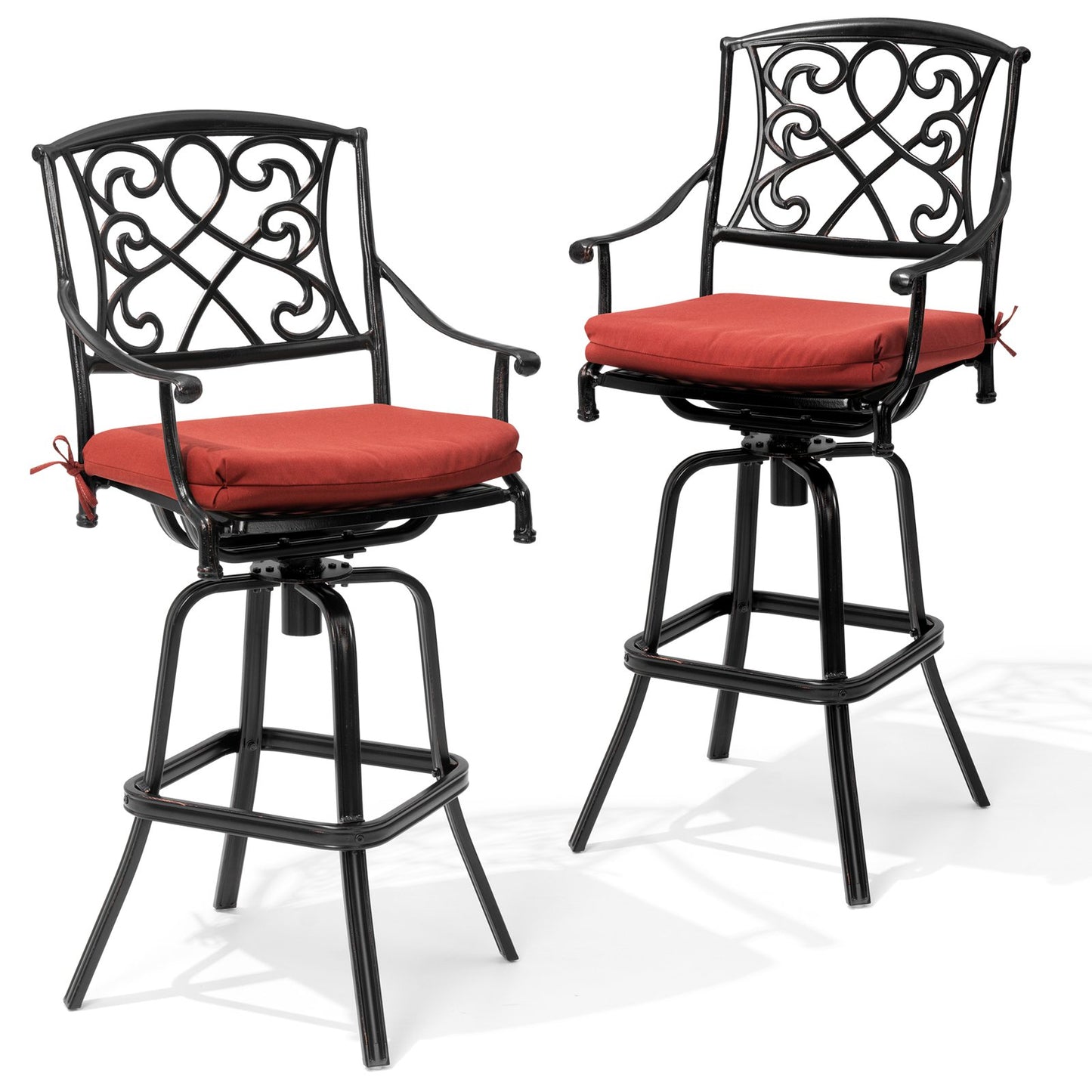 Crestlive Products Aluminum Outdoor Swivel Bar Stool Set of 2 with Sunbrella Cushions