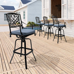 Aluminum Swivel Outdoor Bar Stool Set of 2 with Sunbrella Cushions