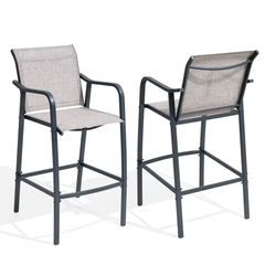 Crestlive Products Outdoor Metal Bar Stools Chairs (Set of 2) in Beige Finish
