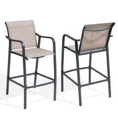Crestlive Products Outdoor Bar Stools Set of 2, Bar Height Patio Chairs, Heavy Duty Tall Chair Barstools Textilene Fabric for Gardern, Backyard, Bistro, Poolside (Espresso)