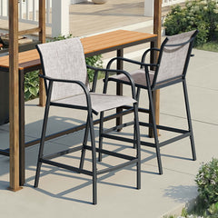Textilene Outdoor Patio Bar Stool Set of 2
