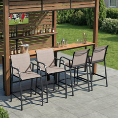 Textilene Outdoor Patio Bar Stool Set of 2