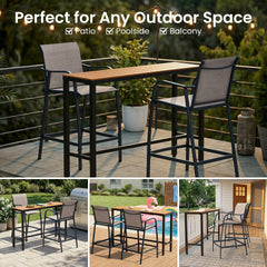 Textilene Outdoor Patio Bar Stool Set of 2