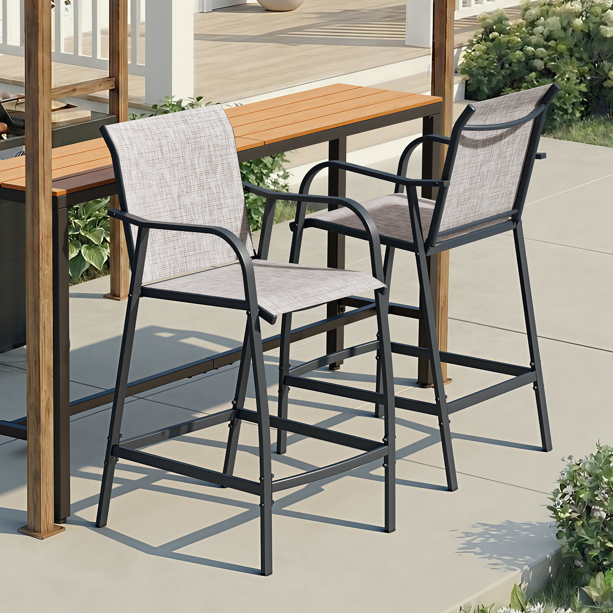 Textilene Outdoor Patio Bar Stool Set of 2