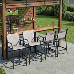 Textilene Outdoor Patio Bar Stool Set of 2
