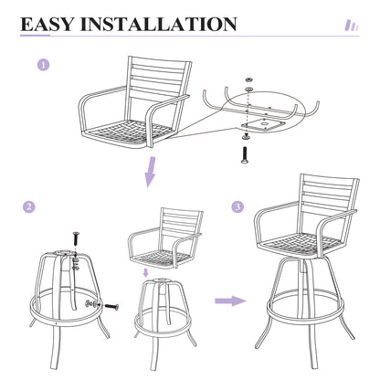 Crestlive Products Cast Aluminum Swivel Bar Stools Set of 2 with Sunbrella