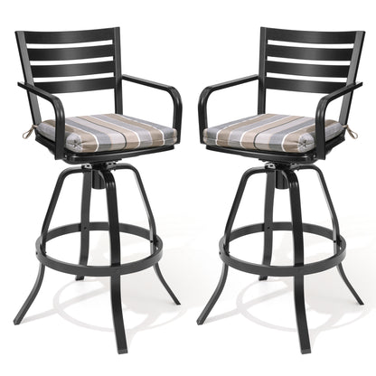Crestlive Products Cast Aluminum Swivel Bar Stools Set of 2 with Sunbrella