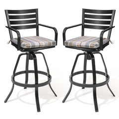 Cast Aluminum Swivel Outdoor Bar Stool Set of 2 with Sunbrella