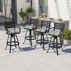 Cast Aluminum Swivel Outdoor Bar Stool Set of 2 with Sunbrella