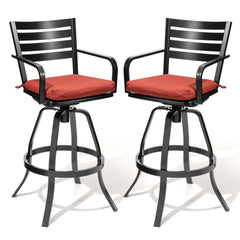 Cast Aluminum Swivel Outdoor Bar Stool Set of 2 with Sunbrella