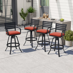 Cast Aluminum Swivel Outdoor Bar Stool Set of 2 with Sunbrella