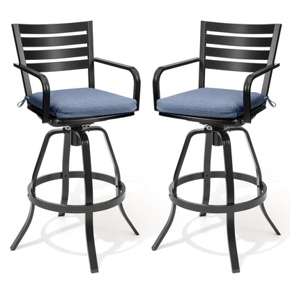 Crestlive Products Cast Aluminum Swivel Bar Stools Set of 2 with Sunbrella