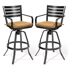 Cast Aluminum Swivel Outdoor Bar Stool Set of 2 with Sunbrella