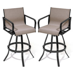 Aluminum Swivel Outdoor Bar Stool Set of 2 with Textilene
