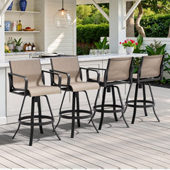 Aluminum Swivel Outdoor Bar Stool Set of 2 with Textilene