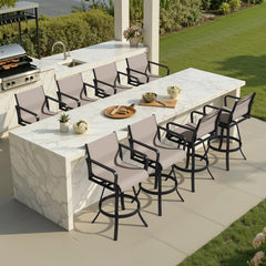 Aluminum Swivel Outdoor Bar Stool Set of 2 with Textilene