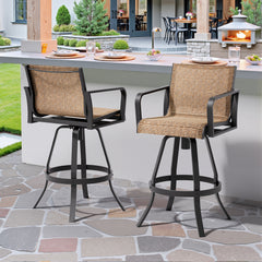 Aluminum Swivel Outdoor Bar Stool Set of 2 with Textilene