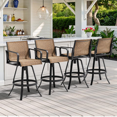 Aluminum Swivel Outdoor Bar Stool Set of 2 with Textilene