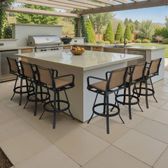 Aluminum Swivel Outdoor Bar Stool Set of 2 with Textilene