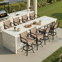 Aluminum Swivel Outdoor Bar Stool Set of 2 with Textilene