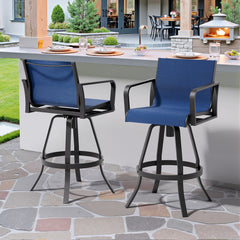 Aluminum Swivel Outdoor Bar Stool Set of 2 with Textilene