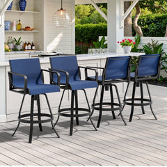 Aluminum Swivel Outdoor Bar Stool Set of 2 with Textilene