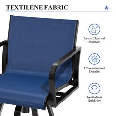 Aluminum Swivel Outdoor Bar Stool Set of 2 with Textilene