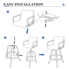 Aluminum Swivel Outdoor Bar Stool Set of 2 with Textilene