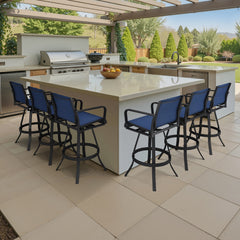 Aluminum Swivel Outdoor Bar Stool Set of 2 with Textilene
