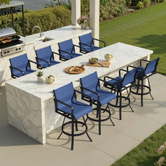 Aluminum Swivel Outdoor Bar Stool Set of 2 with Textilene