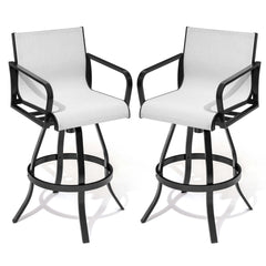 Aluminum Swivel Outdoor Bar Stool Set of 2 with Textilene