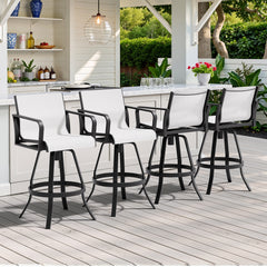 Aluminum Swivel Outdoor Bar Stool Set of 2 with Textilene