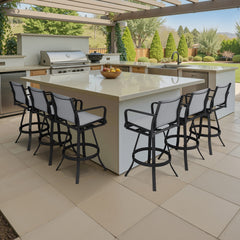Aluminum Swivel Outdoor Bar Stool Set of 2 with Textilene