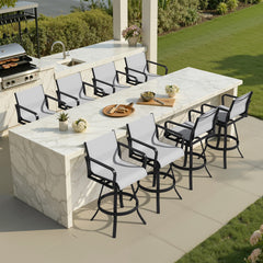 Aluminum Swivel Outdoor Bar Stool Set of 2 with Textilene