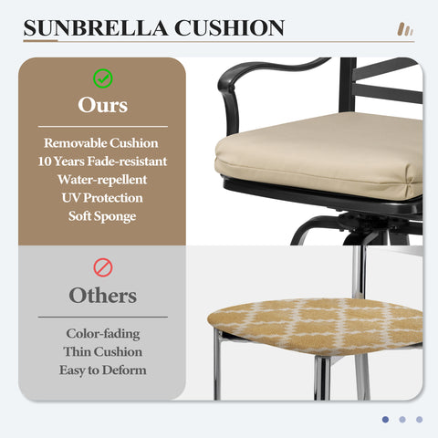 Crestlive Products Aluminum Outdoor Swivel Bar Stool Set of 2 with Sunbrella Cushion