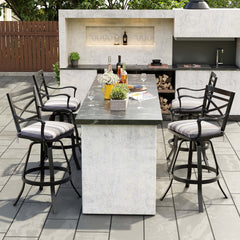 Aluminum Swivel Outdoor Bar Stool Set of 2 with Sunbrella Cushion