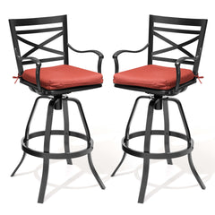 Aluminum Swivel Outdoor Bar Stool Set of 2 with Sunbrella Cushion