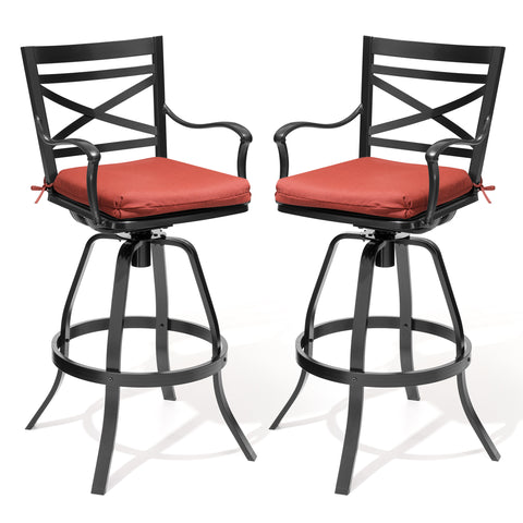 Crestlive Products Aluminum Outdoor Swivel Bar Stool Set of 2 with Sunbrella Cushion
