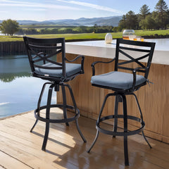 Aluminum Swivel Outdoor Bar Stool Set of 2 with Sunbrella Cushion