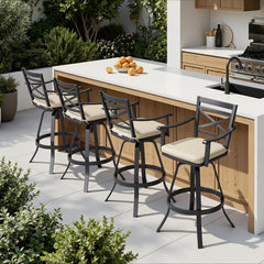 Aluminum Swivel Bar Stools Set of 2 with Sunbrella