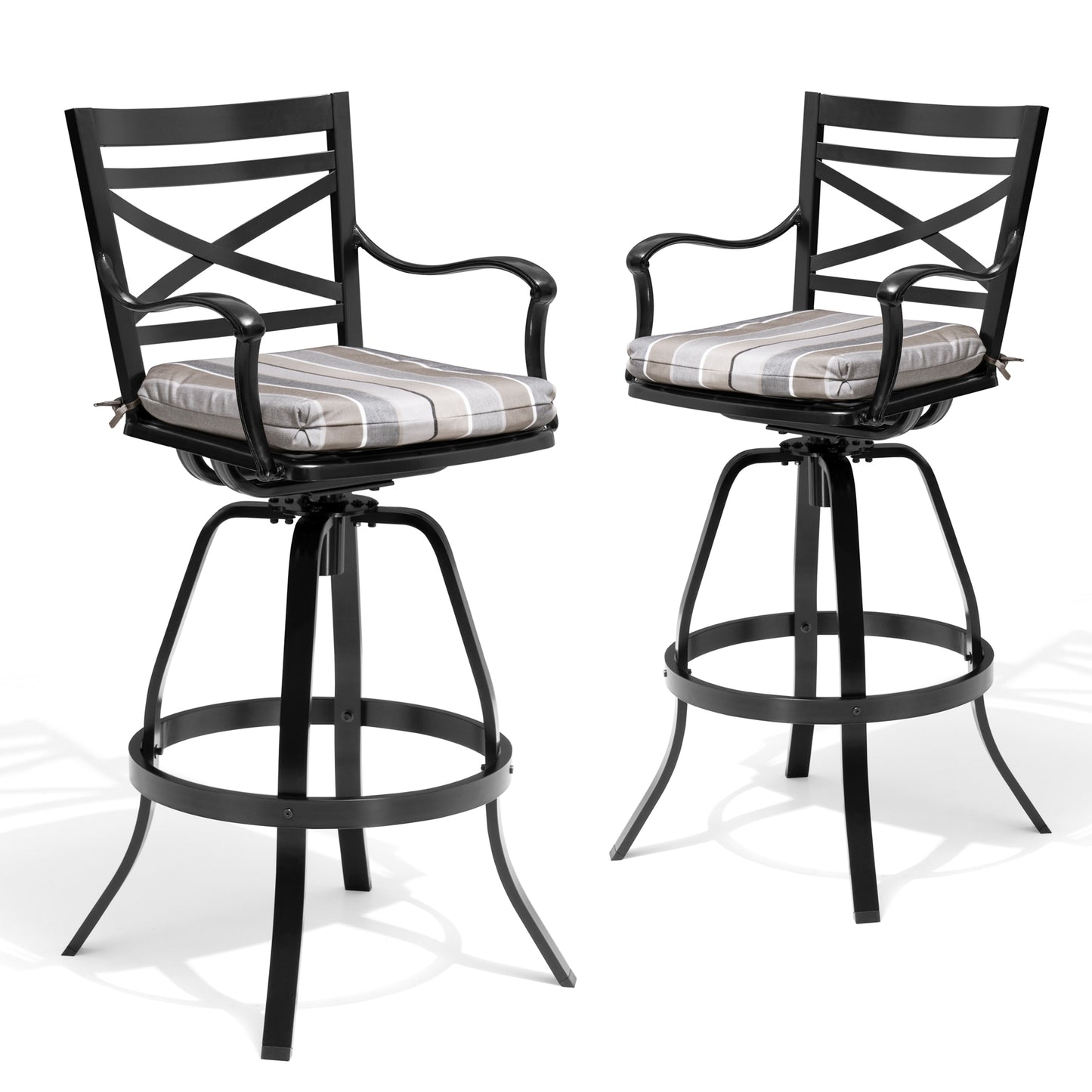 Crestlive Products Aluminum Outdoor Swivel Bar Stool Set of 2 with Sunbrella Cushion