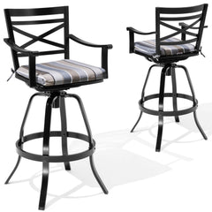 Aluminum Swivel Bar Stools Set of 2 with Sunbrella