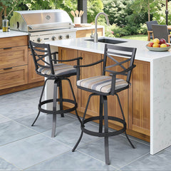 Aluminum Swivel Bar Stools Set of 2 with Sunbrella