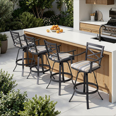Aluminum Swivel Bar Stools Set of 2 with Sunbrella