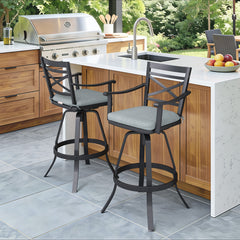 Aluminum Swivel Bar Stools Set of 2 with Sunbrella