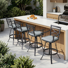 Aluminum Swivel Bar Stools Set of 2 with Sunbrella